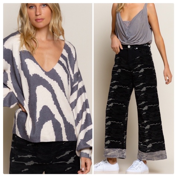 POL Camo Black Wide Leg Cords - Picture 9 of 15